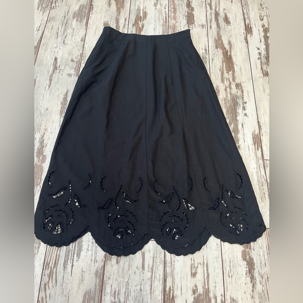 Universal Thread Black Eyelet Hem Maxi Skirt Side… - image 8